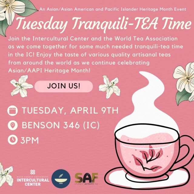 Take a break tomorrow and find some peace and tranquili-tea with us and the @worldteawfu in the IC at 3pm!!
