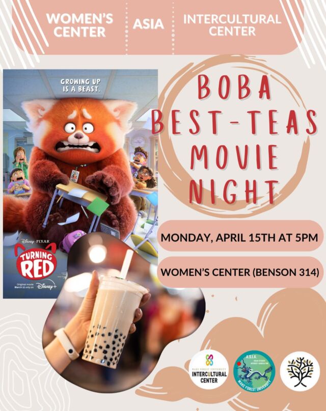 It's a Boba Best-Teas movie night!!!! Join us on Monday for some Boba and a movie in the Women's Center!