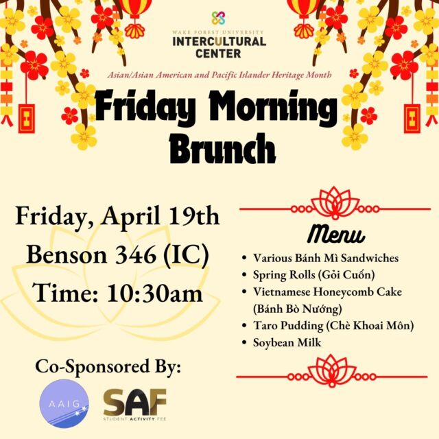 Join us for ~Friday Morning Brunch~ this Friday with food catered from Bánh Mì Saigon! We'll be starting later than usual this time and will, as always, go until supplies last! 😁
